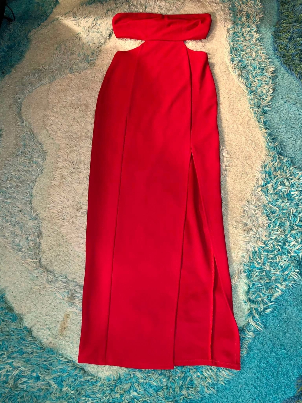 Fashion Nova Red Maxi Skirt with High Side Slit